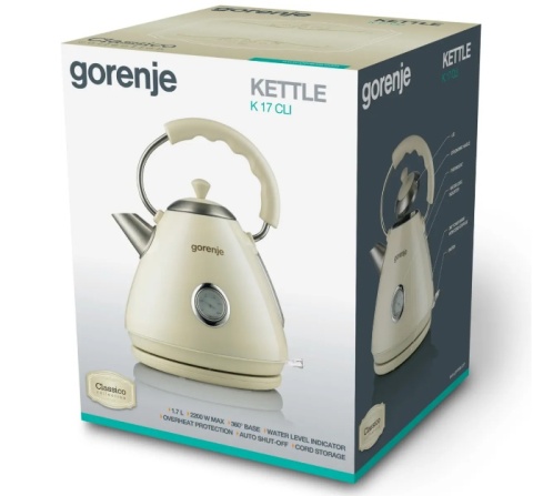 Czajnik elektryczny Gorenje K17CLI Retro Kremowy Termometr 1,7L Filtr
