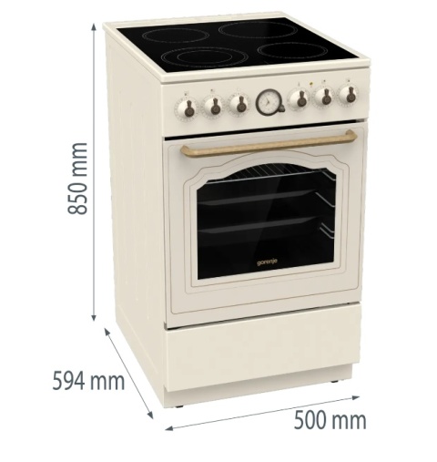 Kuchnia ceramiczna 4 Pola Gorenje GECS5B70CLI Linia Classico 50cm Kremowa
