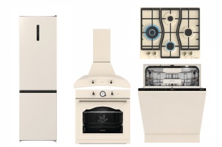 Piękny Zestaw Retro do zabudowy Gorenje Kremowy 5 elementów