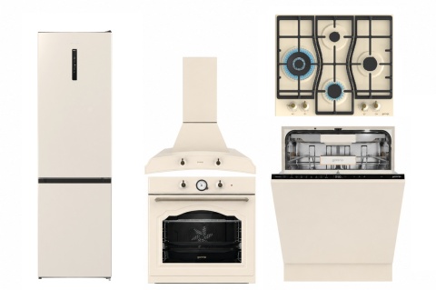 Piękny Zestaw Retro do zabudowy Gorenje Kremowy 5 elementów