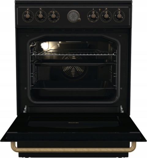 Kuchni ceramiczna Gorenje GECS6B71CLB Czarna Retro Grill Pizza AirFry 60cm