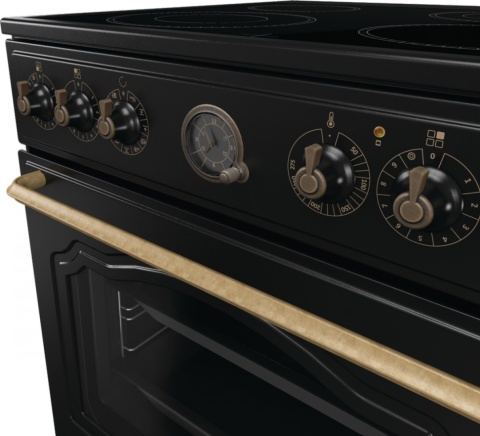 Kuchni ceramiczna Gorenje GECS6B71CLB Czarna Retro Grill Pizza AirFry 60cm