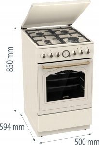 Kuchnia gazowo-elektryczna GORENJE GKS5B70CLI 70l 50cm RETRO Kość Słoniowa