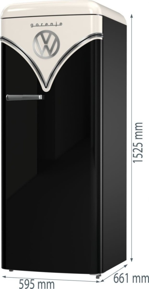 Lodówka jednodrzwiowa Gorenje OBRB615DBK Retro Volkswagen Czarno - Kremowa