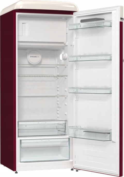 Lodówka jednodrzwiowa Gorenje OBRB615DR Retro Volkswagen Bordowo - Kremowa