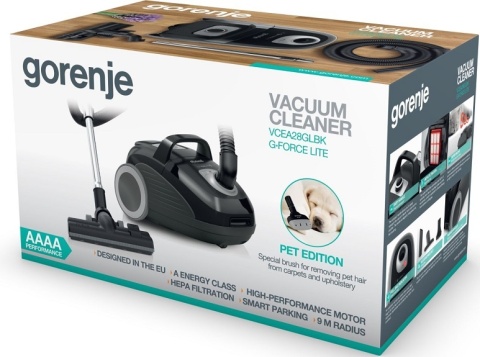 Odkurzacz workowy Gorenje VCEA28GLBK czarny HEPA 700 W