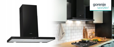 Okap przyścienny Gorenje WHT9SYB 90cm czarny AdaptLight