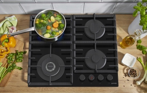 Płyta gazowa Gorenje GKTW642SYB 60cm Czarna Szkło WOK Timer Żeliwo