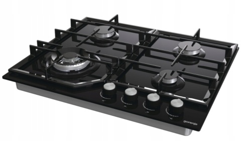 Płyta gazowa Gorenje GTW641KB 60 cm czarne szkło żeliwo palnik wok