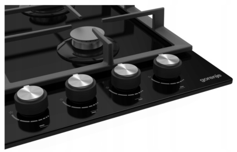 Płyta gazowa Gorenje GTW641KB 60 cm czarne szkło żeliwo palnik wok