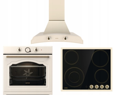 Zestaw RETRO GORENJE piekarnik BOS67372CLI + okap DK63MCLI + płyta EC642CLI