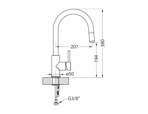 Bateria kuchenna Alveus Delos Wyciągana wylewka Bateria kuchenna Alveus Delos Wyciągana wylewka