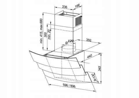 Maan Okap kominowy Rega Duo LED czarny 60 cm Maan Okap kominowy Rega Duo LED czarny 60 cm