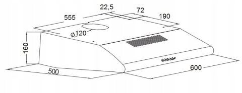 OKAP KUCHENNY PODSZAFKOWY CZARNY JUNO 60 CM CZARNY MAAN