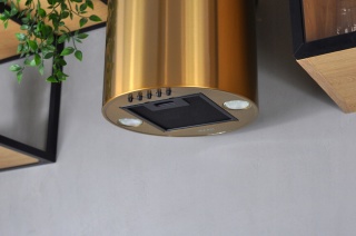 OKAP KUCHENNY TUBA PRZYŚCIENNY ZŁOTY POŁYSK KOMINOWY ELBA WPB35 MAAN CICHY