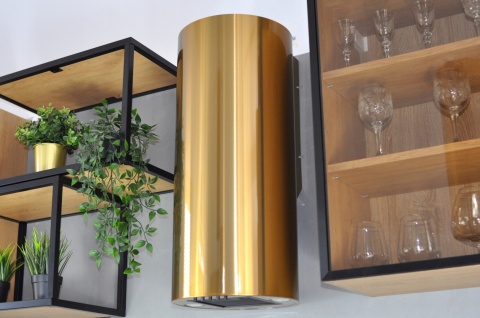 OKAP KUCHENNY TUBA PRZYŚCIENNY ZŁOTY POŁYSK KOMINOWY ELBA WPB35 MAAN CICHY