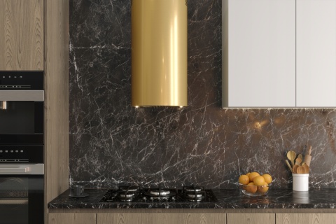 OKAP KUCHENNY TUBA PRZYŚCIENNY ZŁOTY POŁYSK KOMINOWY ELBA WPB35 MAAN CICHY