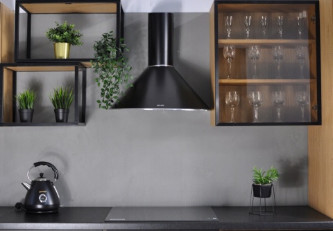 Okap Kuchenny KOMINOWY MAAN Mix 60cm Czarny przyścienny LED Cichy Mocny