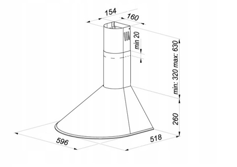 Okap Kuchenny KOMINOWY MAAN Mix 60cm Srebrny przyścienny LED Cichy Mocny