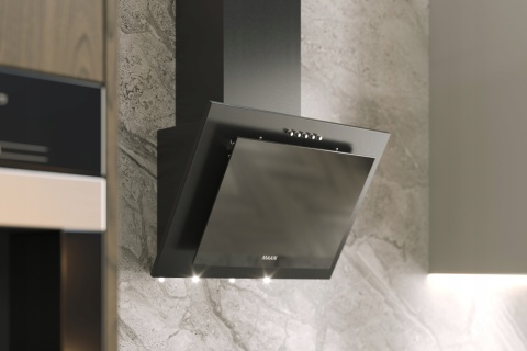 Okap Kuchenny MAAN Vertical 50cm Czarny przyścienny Szkło LED Cichy Mocny