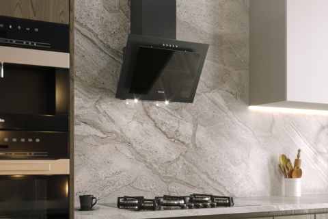 Okap Kuchenny MAAN Vertical 50cm Czarny przyścienny Szkło LED Cichy Mocny