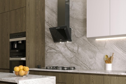 Okap Kuchenny MAAN Vertical 50cm Czarny przyścienny Szkło LED Cichy Mocny