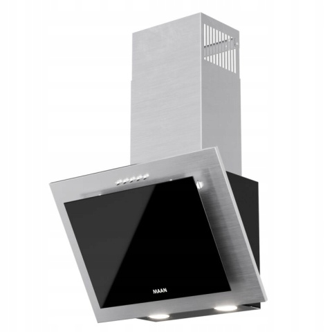 Okap Kuchenny MAAN Vertical 50cm srebrny Ścienny Szkło LED Cichy Mocny