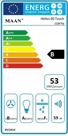 Okap do zabudowy MAAN Helios 60 Touch Czarny Szkło Mocny CICHY Wkład Dotyk
