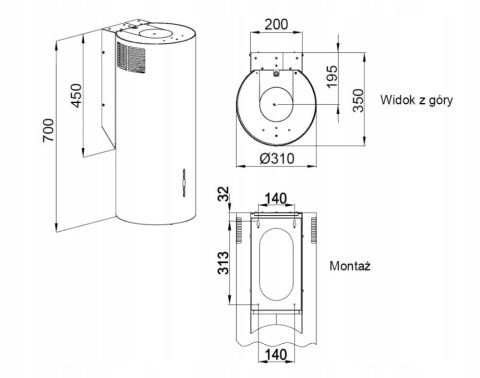 Okap kominowy MAAN Elba 2 w731 satyna