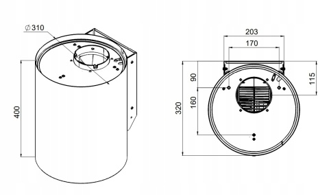 Okap kuchenny Tuba Maan ELBA MINI WPB431 Satyna Wydajny Cichy LED INOX