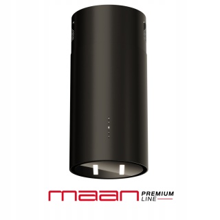 Okap kuchenny WYSPOWY KOMINOWY 39 cm TUBA Maan MALWA CZARNY SZKŁO GEST LED