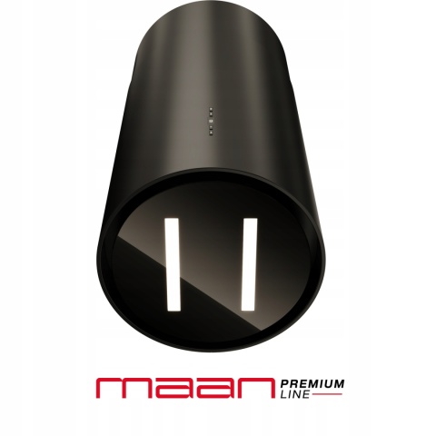 Okap kuchenny WYSPOWY KOMINOWY 39 cm TUBA Maan MALWA CZARNY SZKŁO GEST LED