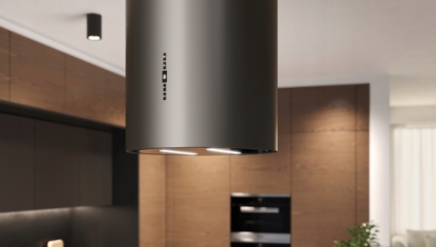 Okap kuchenny WYSPOWY KOMINOWY 39 cm TUBA Maan MALWA CZARNY SZKŁO GEST LED