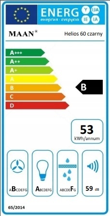 Okap kuchenny do zabudowy MAAN Helios 60 cm Czarny Szkło Mocny CICHY Wkład