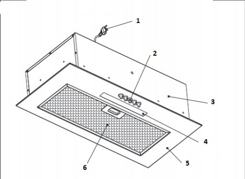 Okap kuchenny do zabudowy MAAN Tytan 3 60cm 610m Czarny Szkło Cichy Wkład