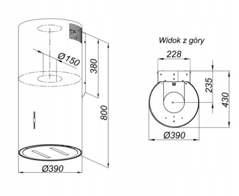 Okap kuchenny przyścienny Tuba MAAN Malwa 2 W839 czarny 715m3 Premium Line