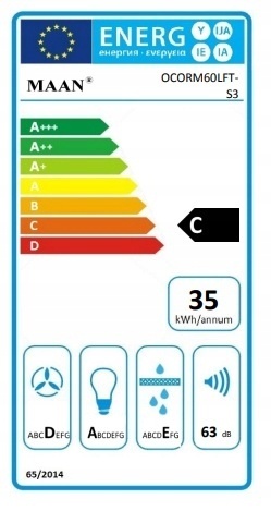 Okap kuchenny teleskopowy Maan Corona 50cm Czarny Szkło Cichy Podszafkowy