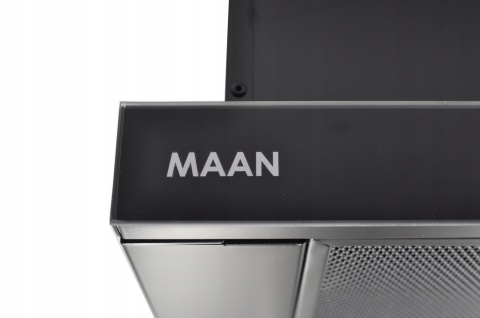 Okap kuchenny teleskopowy Maan Corona 50cm Czarny Szkło Cichy Podszafkowy