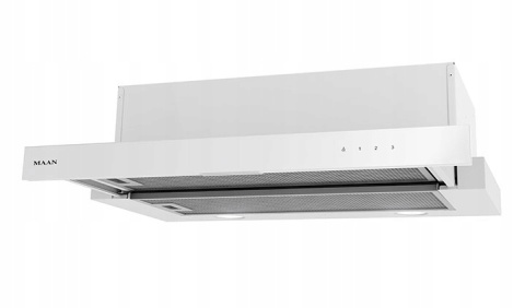 Okap kuchenny teleskopowy Maan Corona 60 Biały Szkło Dotykowy Podszafkowy