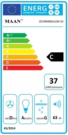 Okap kuchenny teleskopowy Maan Corona 60 Czarny Szkło Dotykowy Podszafkowy