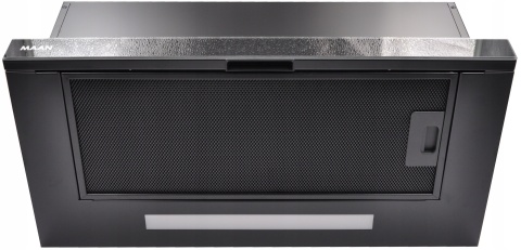 Okap kuchenny teleskopowy Maan Corona 60cm Czarny Szkło Cichy Podszafkowy