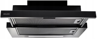 Okap kuchenny teleskopowy Maan Corona Bis 60cm 635m3 Czarny LED Szkło Cichy