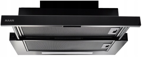 Okap kuchenny teleskopowy Maan Corona Bis 60cm 635m3 Czarny LED Szkło Cichy