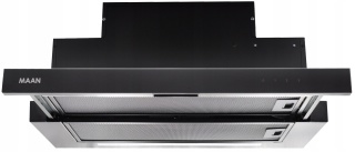 Okap kuchenny teleskopowy Maan Corona Bis Touch 60 635m3 Czarny Szkło Cichy