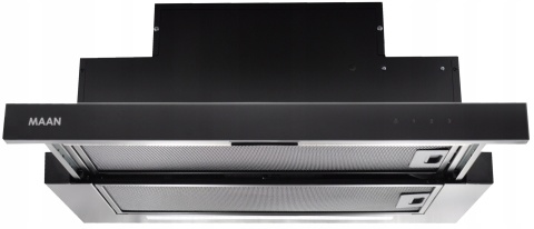 Okap kuchenny teleskopowy Maan Corona Bis Touch 60 635m3 Czarny Szkło Cichy