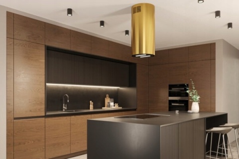 Okap kuchenny wyspowy MAAN Malwa Złoty Połysk Tuba 39cm LED Premium Line