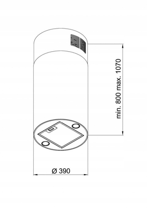 Okap kuchenny wyspowy MAAN Malwa Złoty Połysk Tuba 39cm LED Premium Line