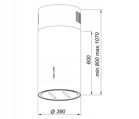Okap kuchenny wyspowy tuba MAAN Malwa 2 39 Czarna 715m3/h Premium Line