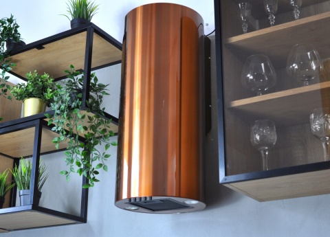 Okap przyścienny TUBA MAAN Elba WPB731 Miedź Połysk LED Cichy Kuchenny