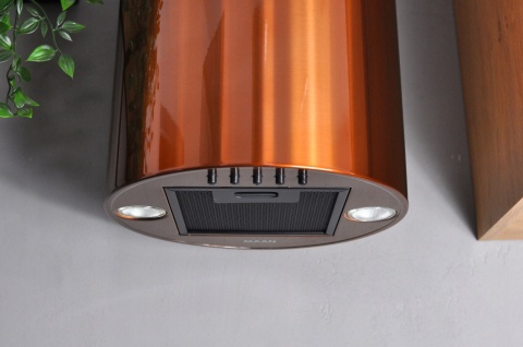 Okap przyścienny TUBA MAAN Elba WPB731 Miedź Połysk LED Cichy Kuchenny